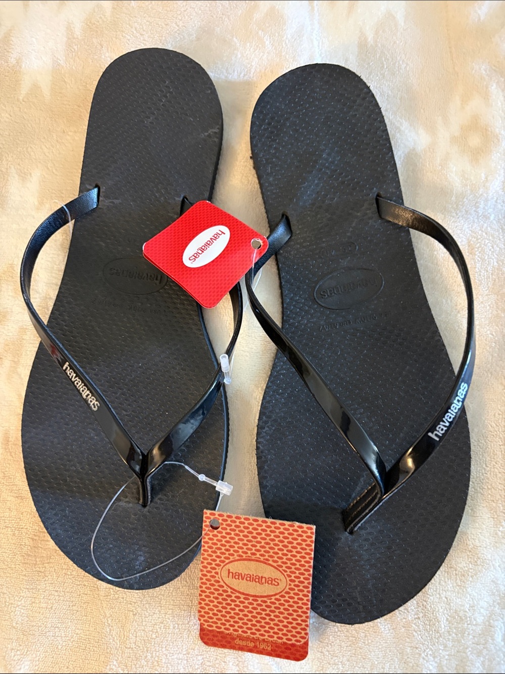 Havaianas Black Glossy Slim Flip Flops
